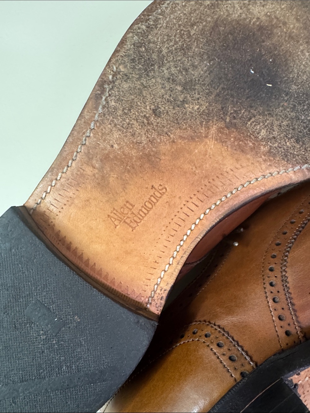 Allen Edmonds Brown Leather Cap-Toe Derby Oxfords - Picture 6 of 7